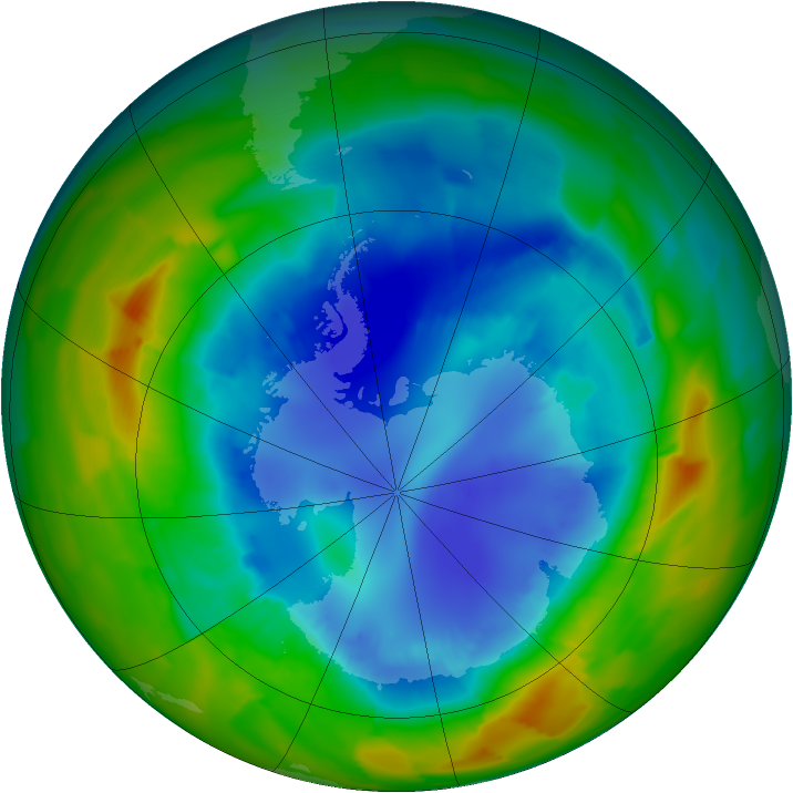 Antarctic ozone map for 27 August 2012